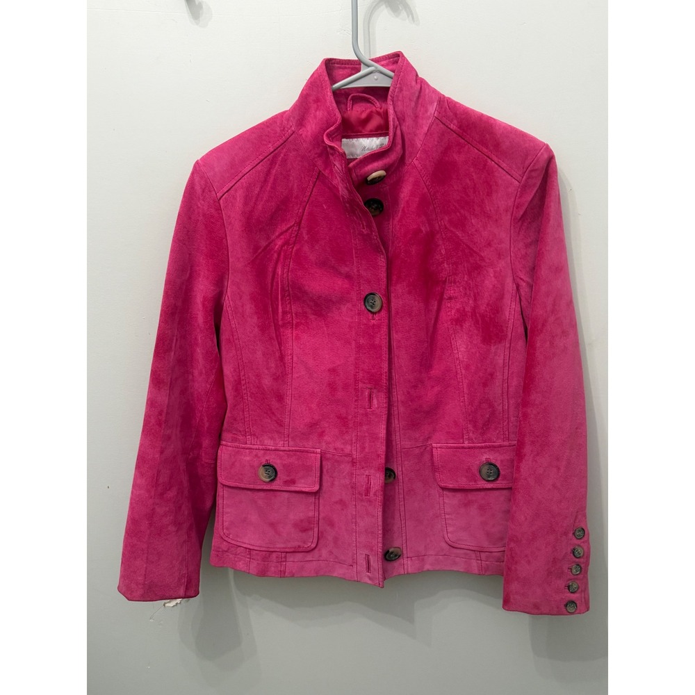 Vintage Marshall Field's Women's Size S Pink Genuine Suede Leather Blazer Jacket